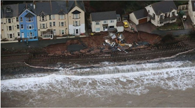 Broken sea wall in Dawlish