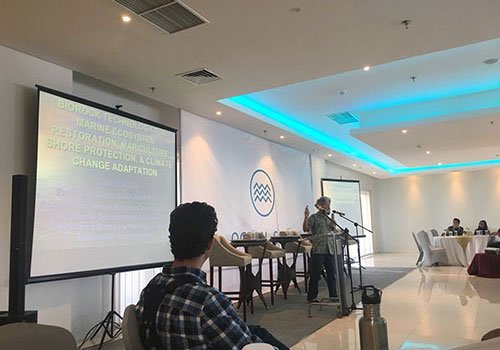 Dr Goreau presenting BioRock at the SOS Conference of Manado