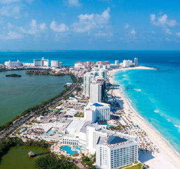 Coastal development in Cancun, Mexico.